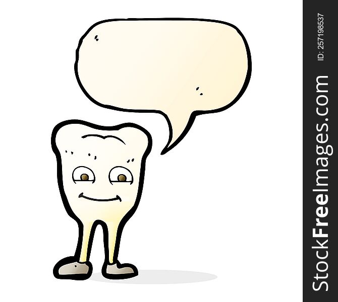 Cartoon Yellowing  Tooth With Speech Bubble