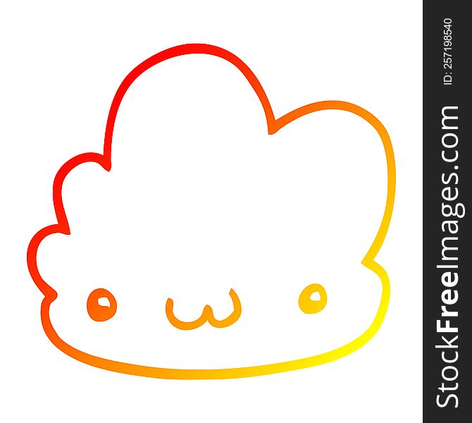 Warm Gradient Line Drawing Cute Cartoon Cloud