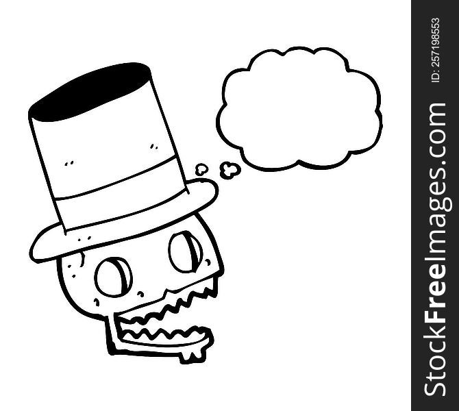 Thought Bubble Cartoon Laughing Skull In Top Hat