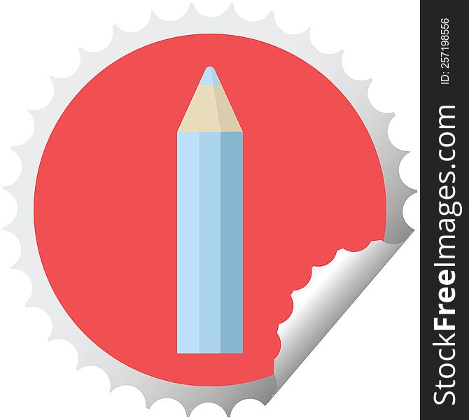 blue coloring pencil graphic vector illustration round sticker stamp. blue coloring pencil graphic vector illustration round sticker stamp