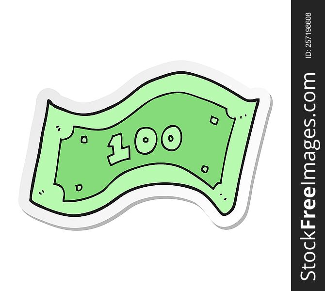 sticker of a cartoon 100 dollar bill