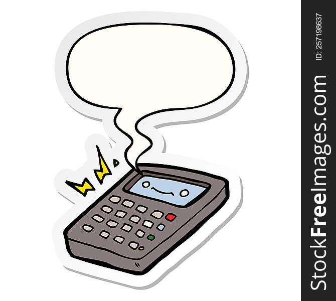 Cartoon Calculator And Speech Bubble Sticker