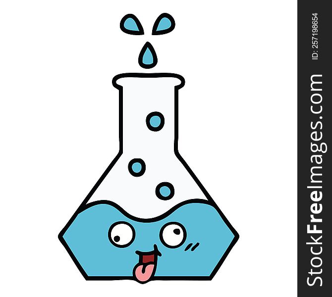 cute cartoon of a science beaker. cute cartoon of a science beaker