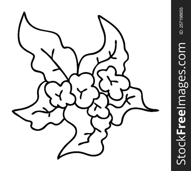 line drawing quirky cartoon christmas flower. line drawing quirky cartoon christmas flower