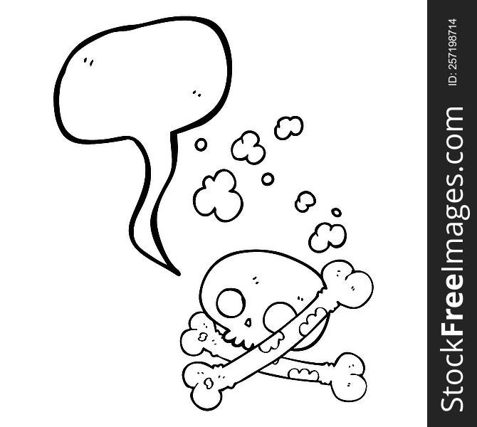 freehand drawn speech bubble cartoon old pile of bones