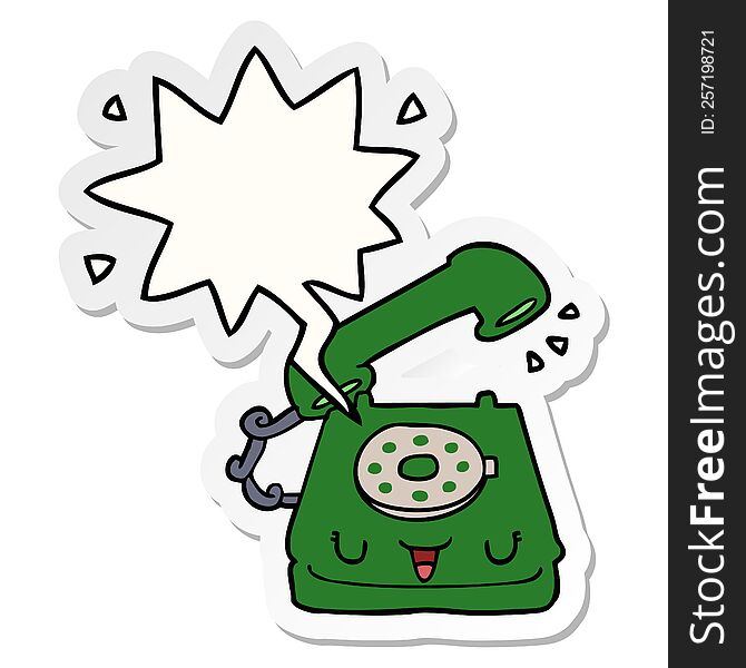 cute cartoon telephone with speech bubble sticker