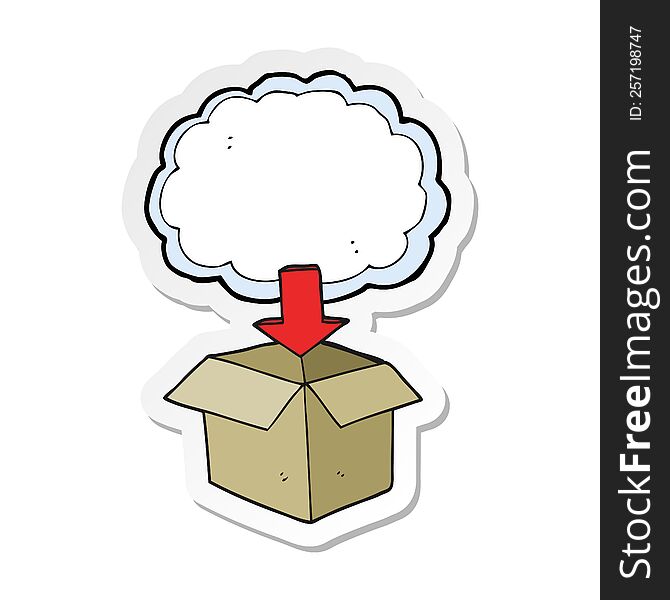 sticker of a cartoon download from the cloud symbol