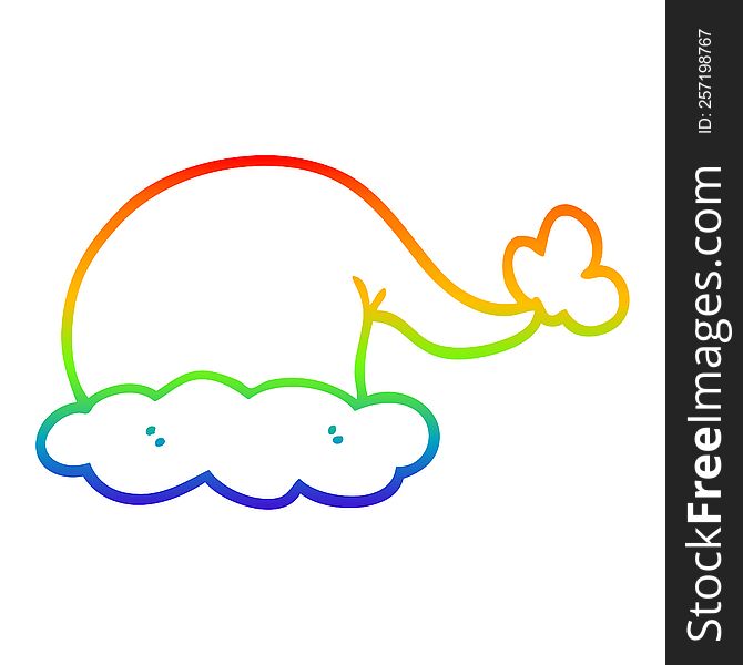 Rainbow Gradient Line Drawing Cartoon Santa Hat