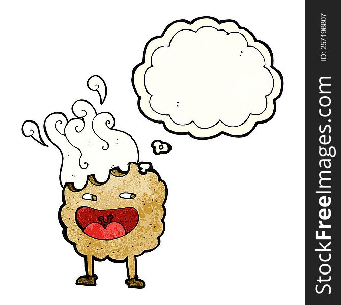 Cookie Cartoon Character With Thought Bubble