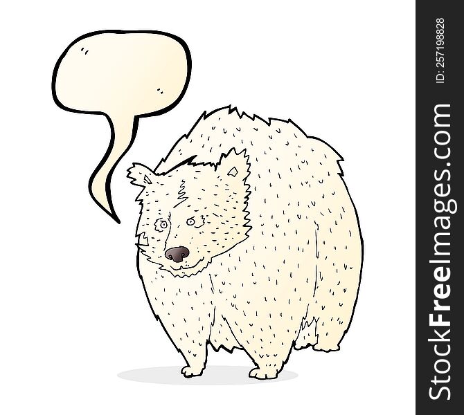 huge polar bear cartoon with speech bubble