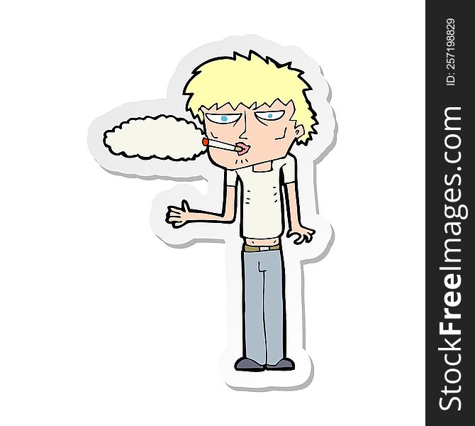 sticker of a cartoon smoker