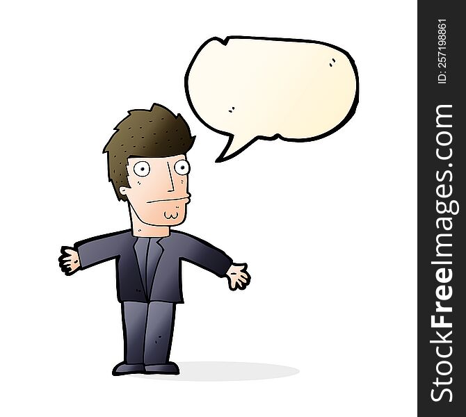 cartoon confused man with speech bubble