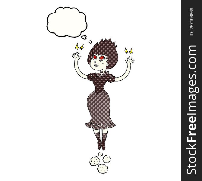 thought bubble cartoon vampire girl flying