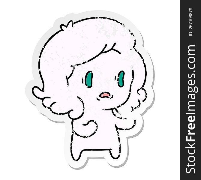 Distressed Sticker Cartoon Of Kawaii Scary Ghost