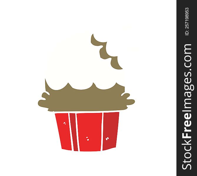 flat color style cartoon cupcake. flat color style cartoon cupcake