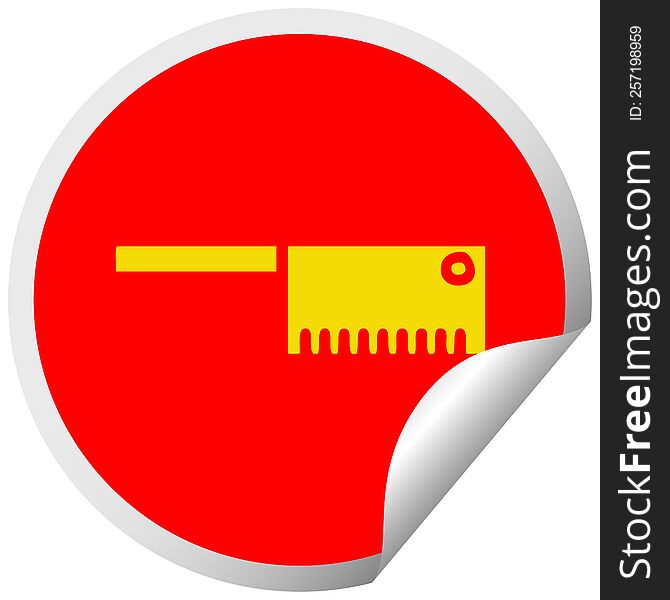 circular peeling sticker cartoon of a butcher knife