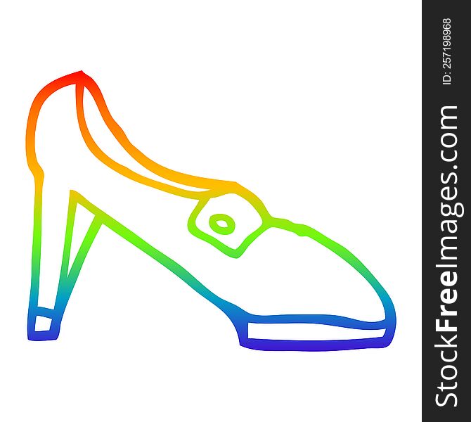 rainbow gradient line drawing of a cartoon shoe