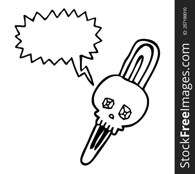 Speech Bubble Cartoon Skull Hairclip