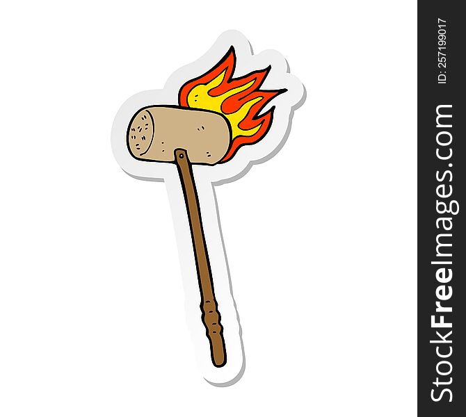 sticker of a cartoon croquet mallet and ball