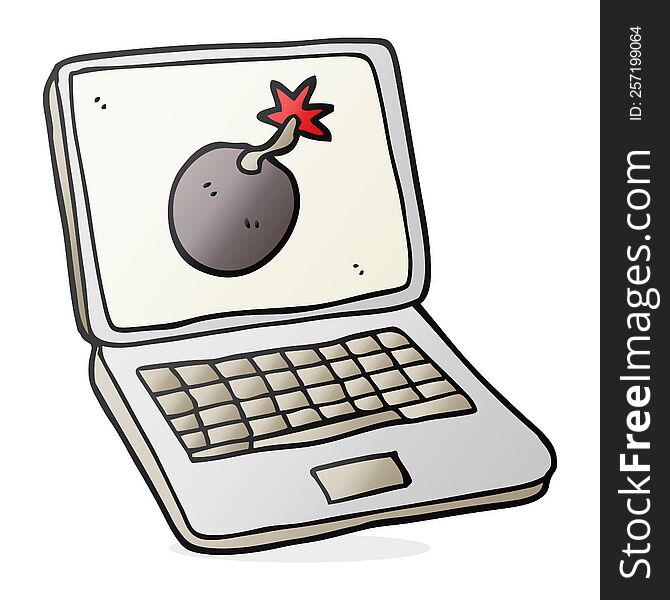 Cartoon Laptop Computer With Error Screen