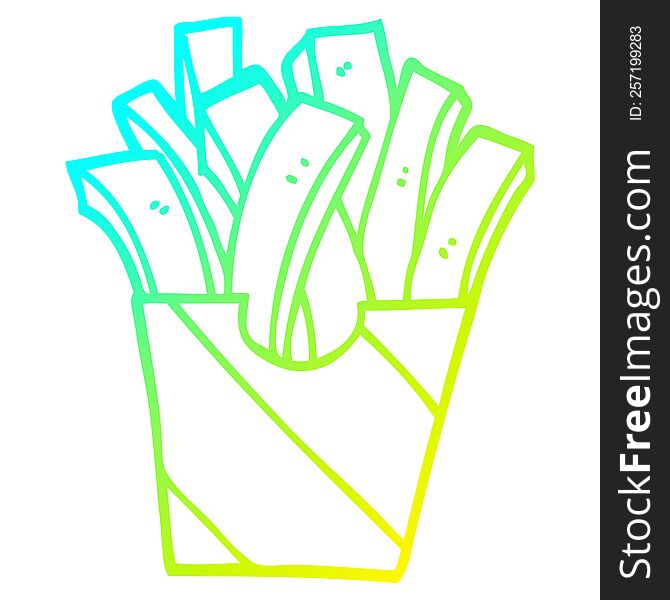 cold gradient line drawing of a cartoon takeout fries