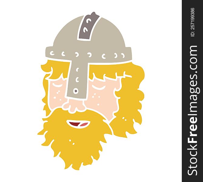 Flat Color Style Cartoon Viking Face