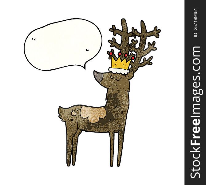 freehand speech bubble textured cartoon stag king