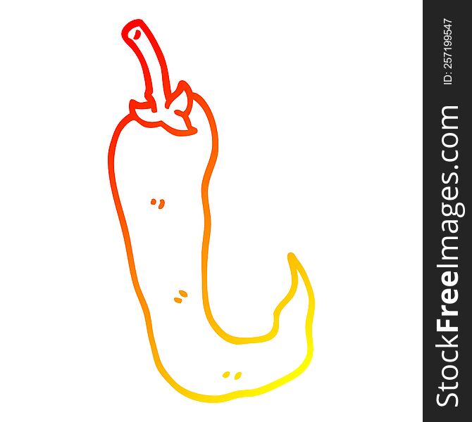 Warm Gradient Line Drawing Cartoon Chilli Pepper