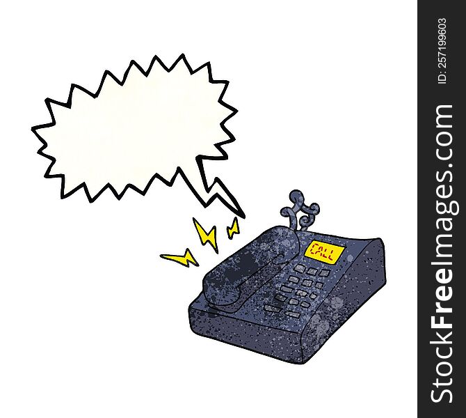 Speech Bubble Textured Cartoon Office Telephone