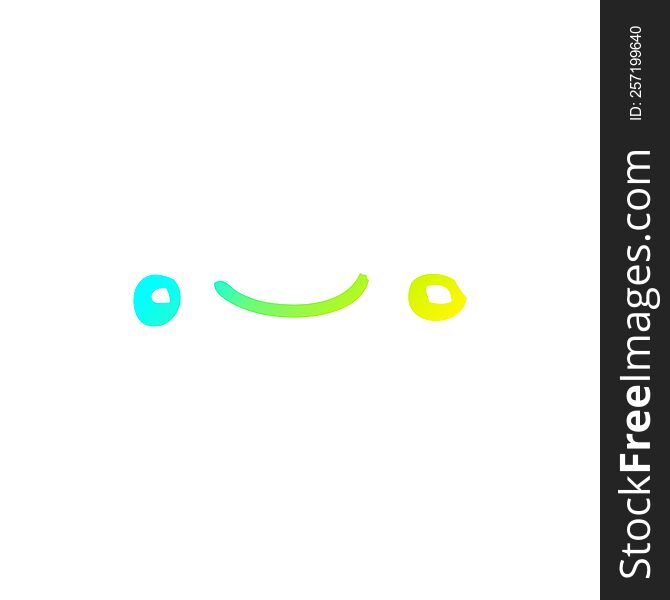 cold gradient line drawing of a happy cartoon face