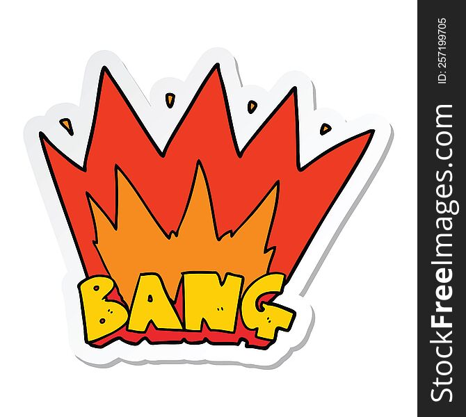 sticker of a cartoon bang sign
