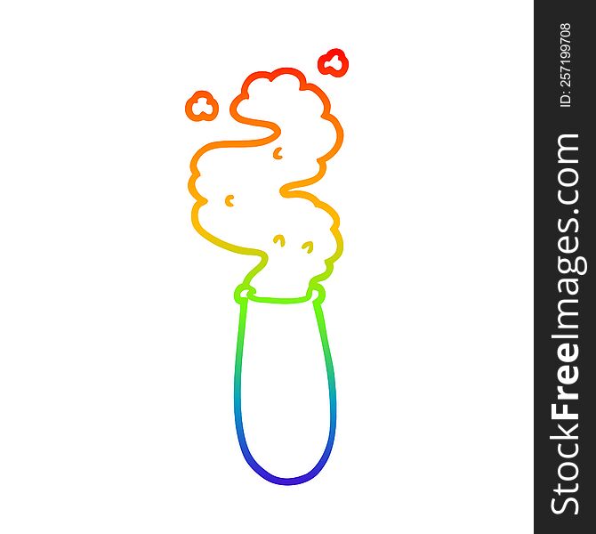 Rainbow Gradient Line Drawing Cartoon Science Test Tube