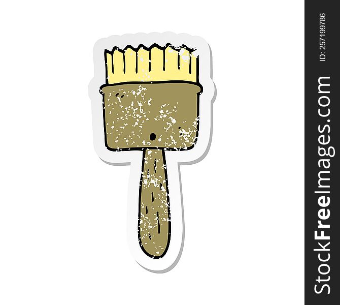 distressed sticker of a cartoon paintbrush