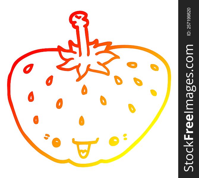 Warm Gradient Line Drawing Cartoon Strawberry