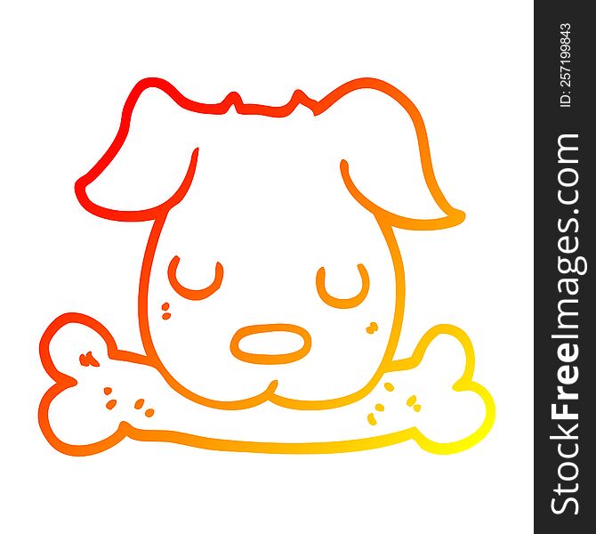 warm gradient line drawing of a cartoon dog with bone
