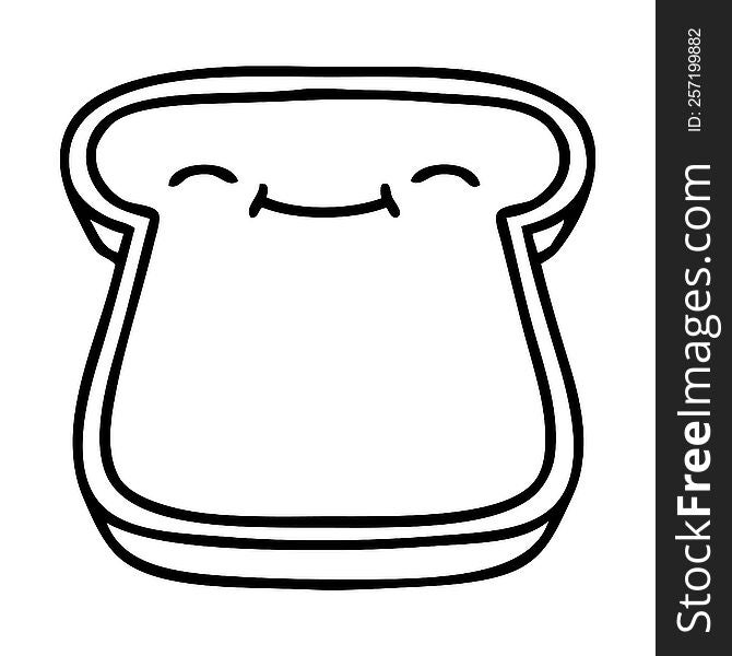 line doodle slice of bread with face