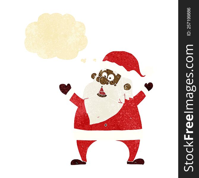Jolly Santa Cartoon With Thought Bubble