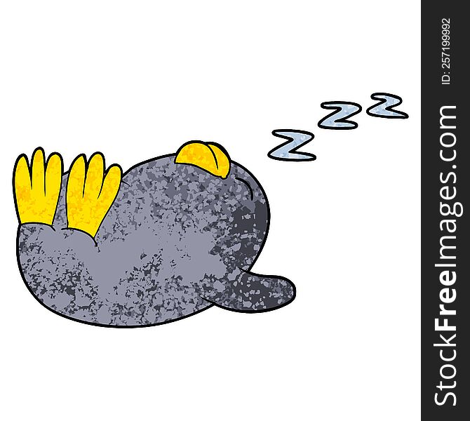 cartoon sleeping penguin. cartoon sleeping penguin