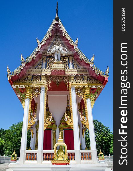 Thai temple in blue sky