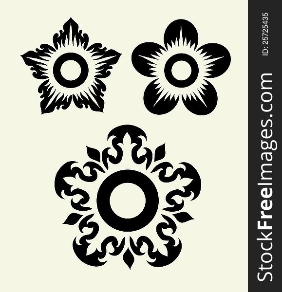 Floral elements set, for tattoo or textile design. Floral elements set, for tattoo or textile design