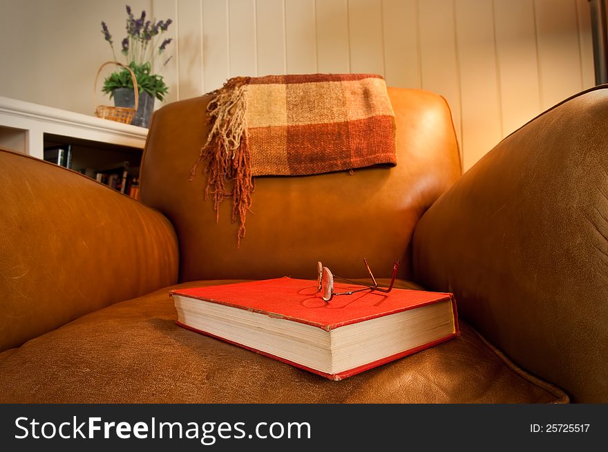 Leather Armchair And Book