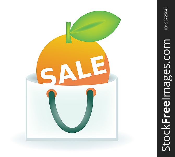 Sale label fruit shaped in the bag