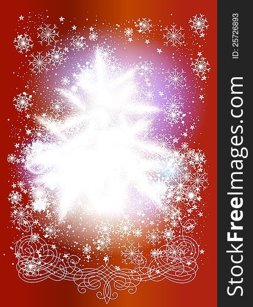 Christmas card in traditional style with fur tree and snowflakes. Christmas vector. Christmas card in traditional style with fur tree and snowflakes. Christmas vector