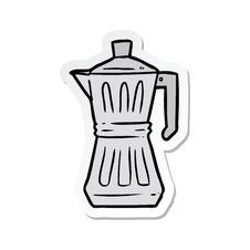 Sticker Of A Cartoon Espresso Maker Royalty Free Stock Images