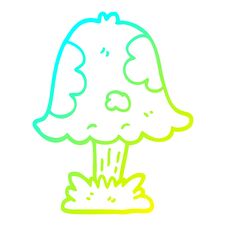 Cold Gradient Line Drawing Cartoon Mushroom Stock Photo