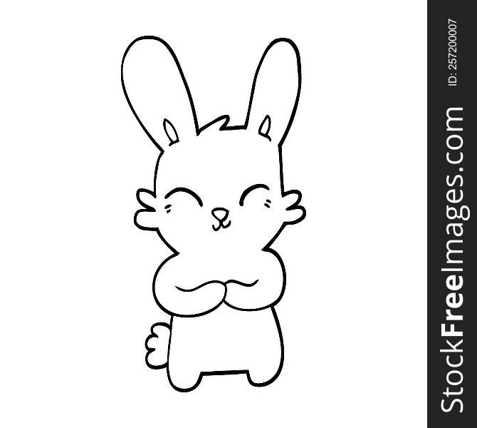 cute black and white cartoon rabbit