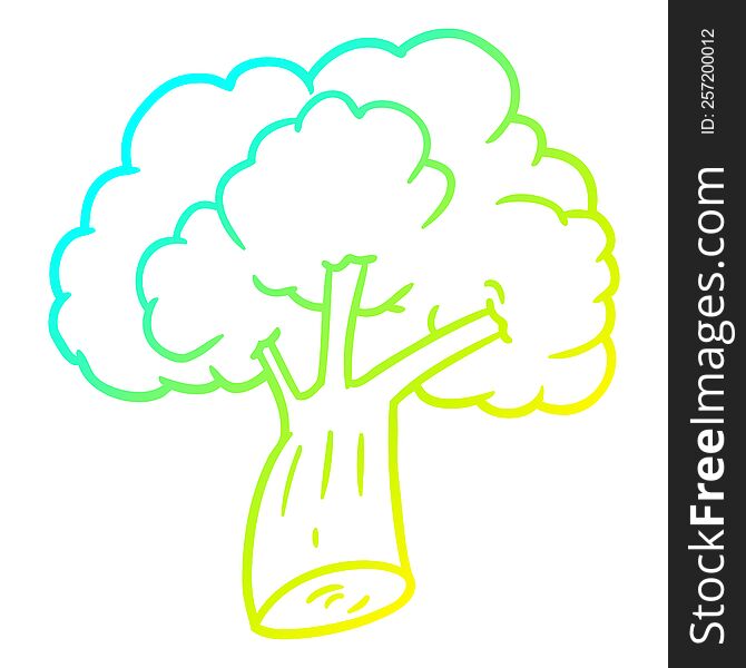 Cold Gradient Line Drawing Cartoon Broccoli