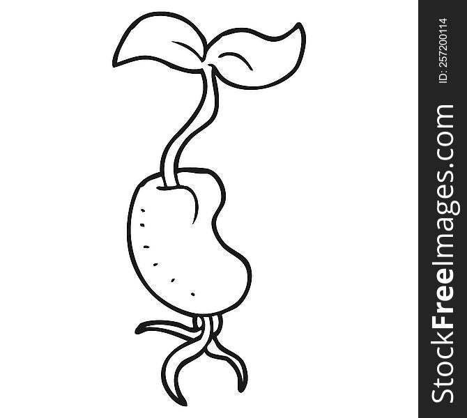 Black And White Cartoon Sprouting Seed