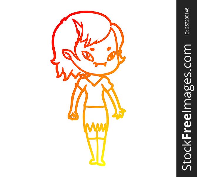 Warm Gradient Line Drawing Cartoon Friendly Vampire Girl