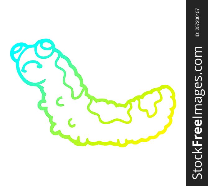 Cold Gradient Line Drawing Cartoon Unhappy Caterpillar